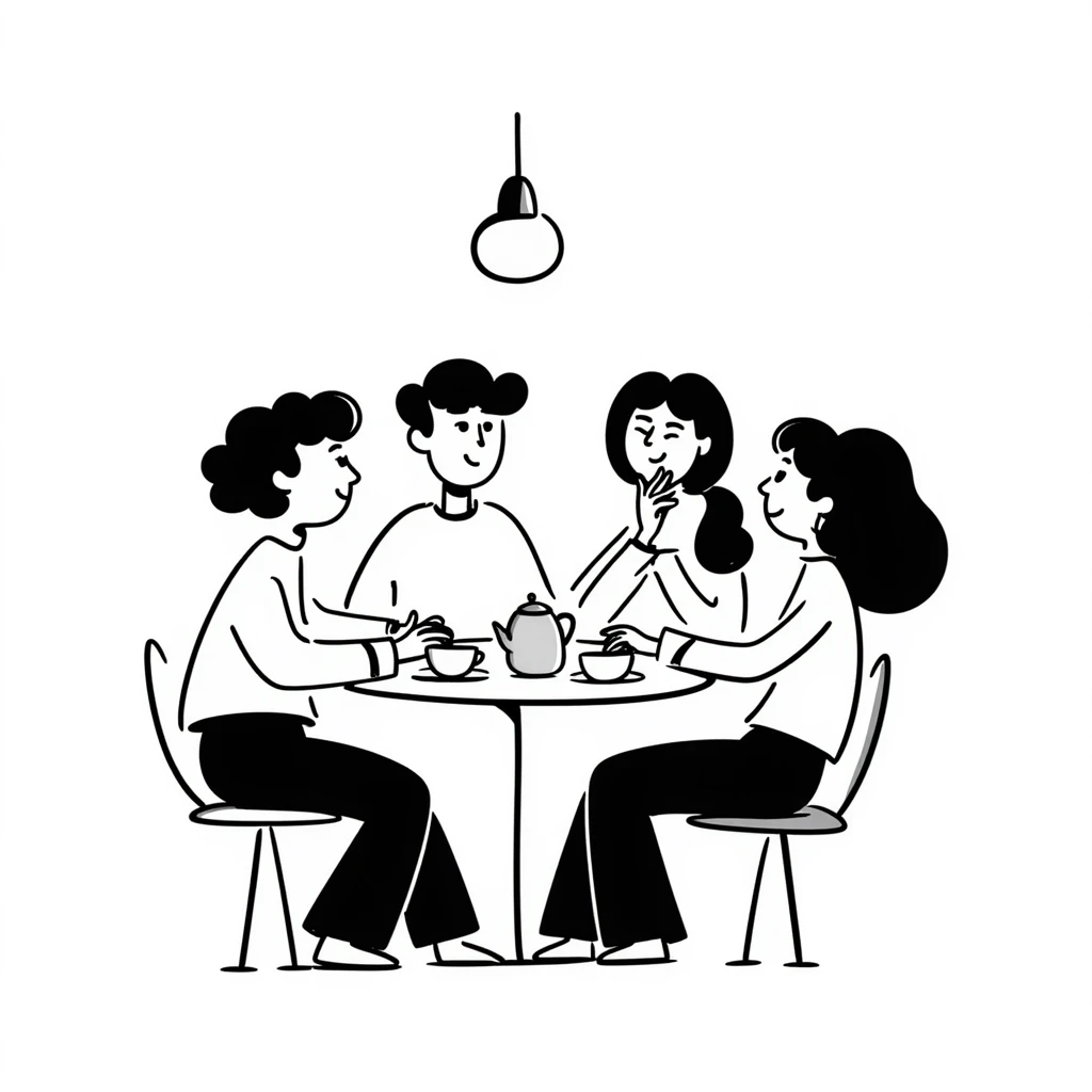 group of people sitting around a table emoji