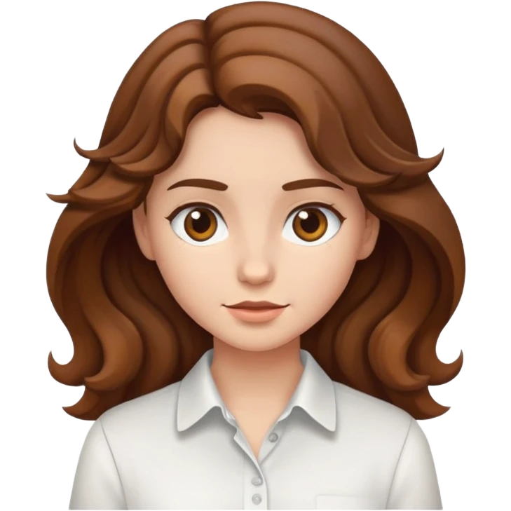 girl with wavy brown hair and white shirt emoji