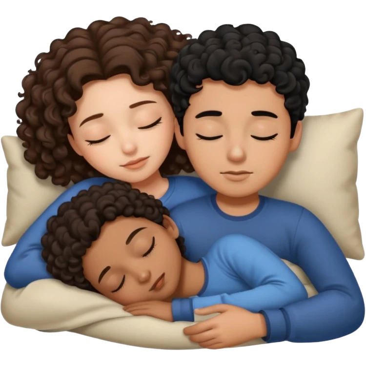 ragazza con i capelli castani lisci che dorme con un ragazzo con i capelli neri e ricci (senza bambini) emoji