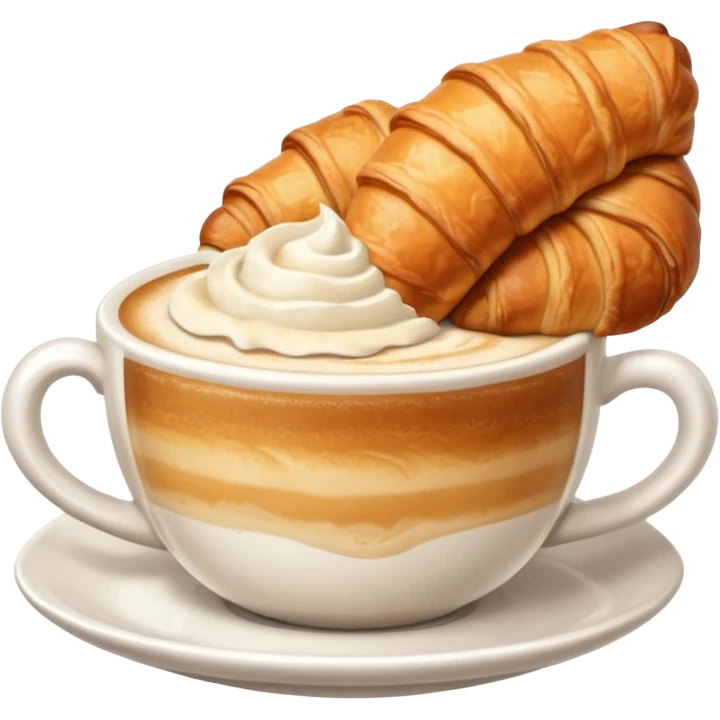 Croissant and capuccino breakfast emoji