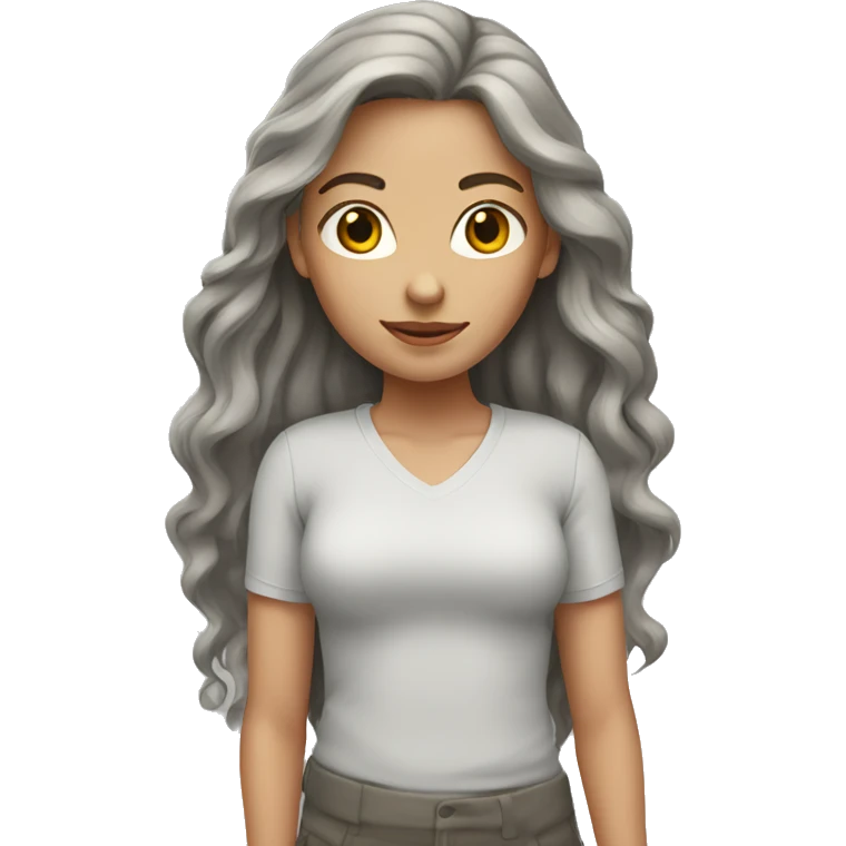 white women with long hair ruby color with gray tabby  emoji