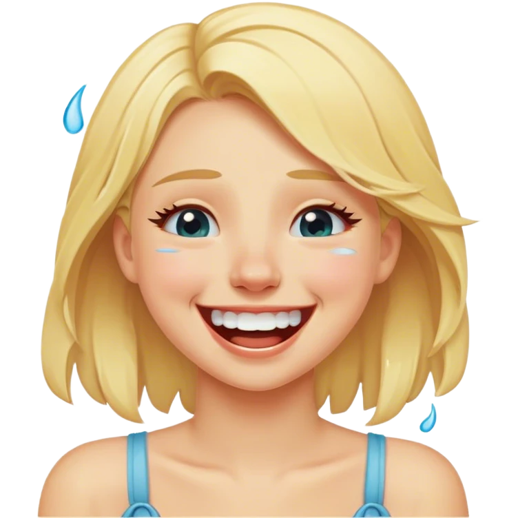 blonde girl laughing tears emoji
