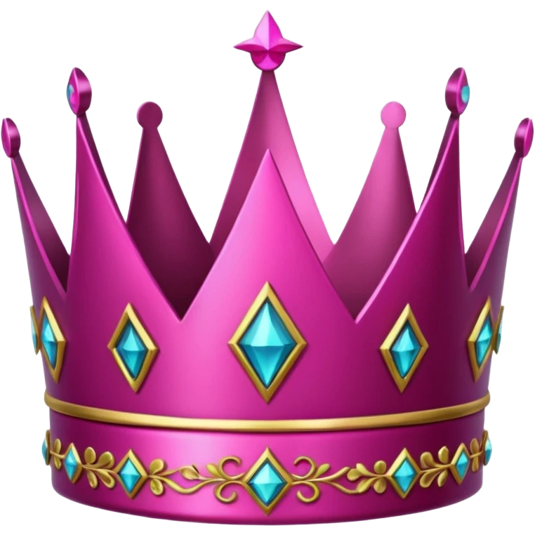 Magenta crown with a T in the center emoji