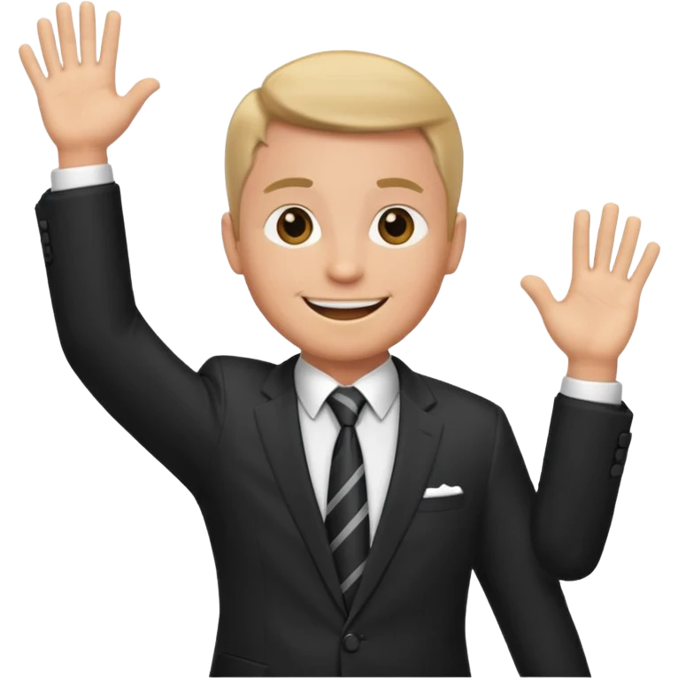 Hands up man meme put a suit on him with tie emoji