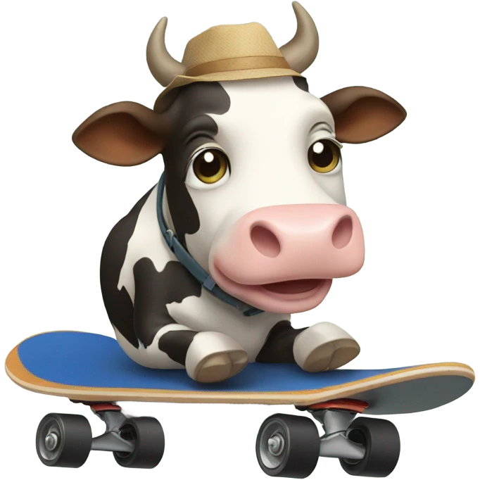 Cow riding a skateboard  emoji