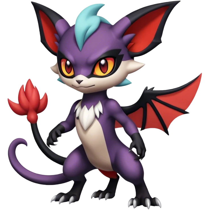 Edgy Cool Kawaii Litten-Noivern-Noibat-Absol-Pokémon Full Body emoji