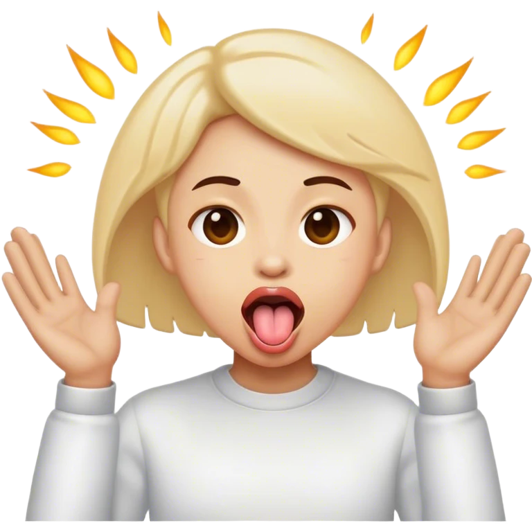 Tongue out with two hands opening the space infront emoji