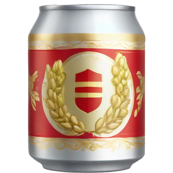 A can of beer labeled ‘Lite,’ featuring a fine Pilsner logo with gold wheat and hops decoration on a white background, and a red circular crest with intricate golden details at the center. emoji