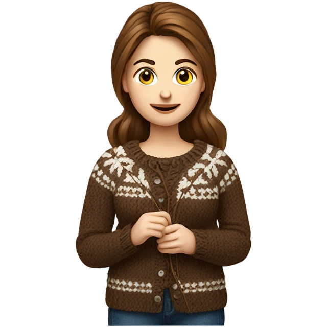 beautiful finnish brown hair woman knitting sweater  emoji
