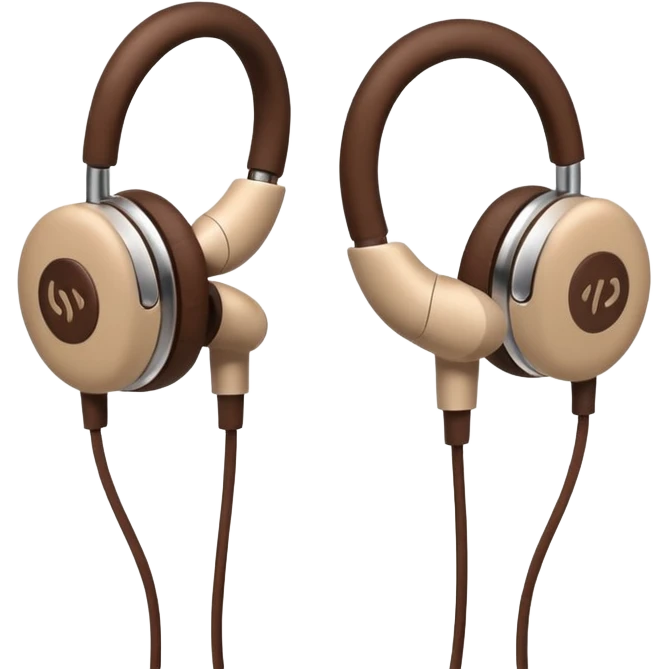 Warm beige and brown winter earphones  emoji