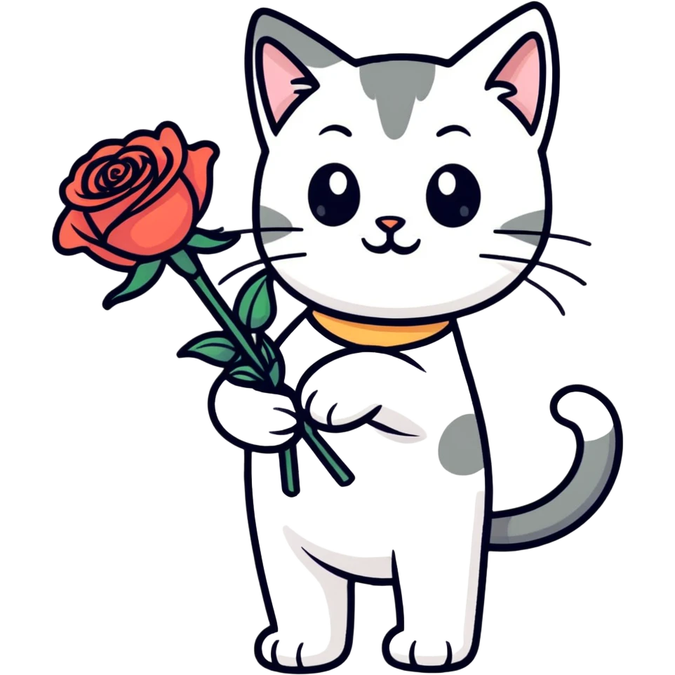 Cat giving roses out emoji
