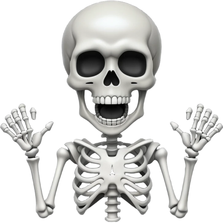 Skeleton super idol screaming and the background is pitch black and skeleton super idol is dark gray emoji
