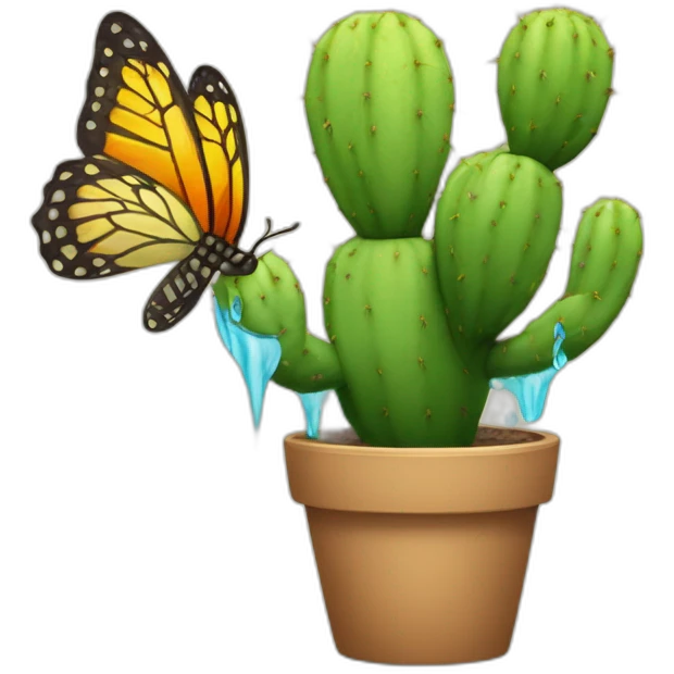 a cactus that loves water and loves a butterfly emoji