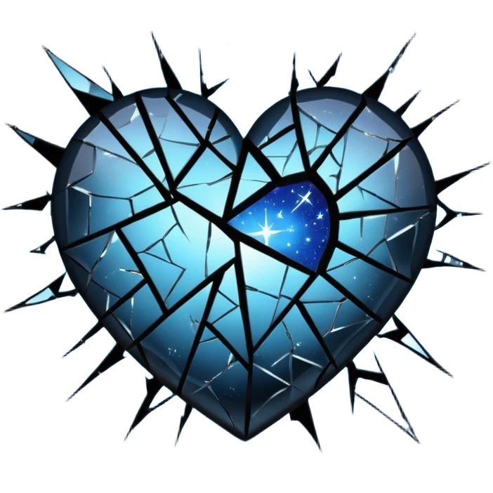 emo heart with night sky and shattered mirror emoji