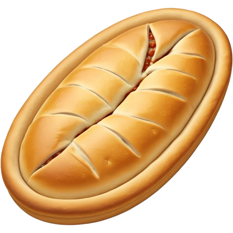 pide bread object icon, oval Turkish pide bread, golden crust, soft baked texture, 3D cartoon, mobile game icon style, centered, clean background, no text, no watermark
 emoji