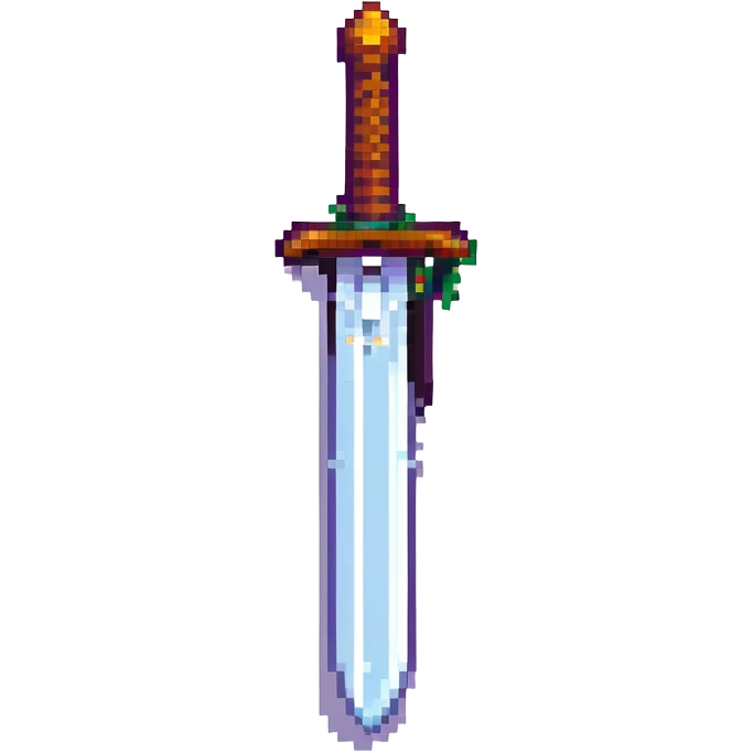 Rotate the sword 270 degrees and make it larger, keep 8-bit pixel art style, transparent background. emoji