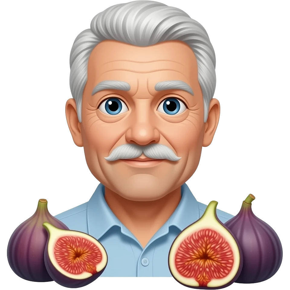 no beard, no mustache 72-year-old man and figs emoji