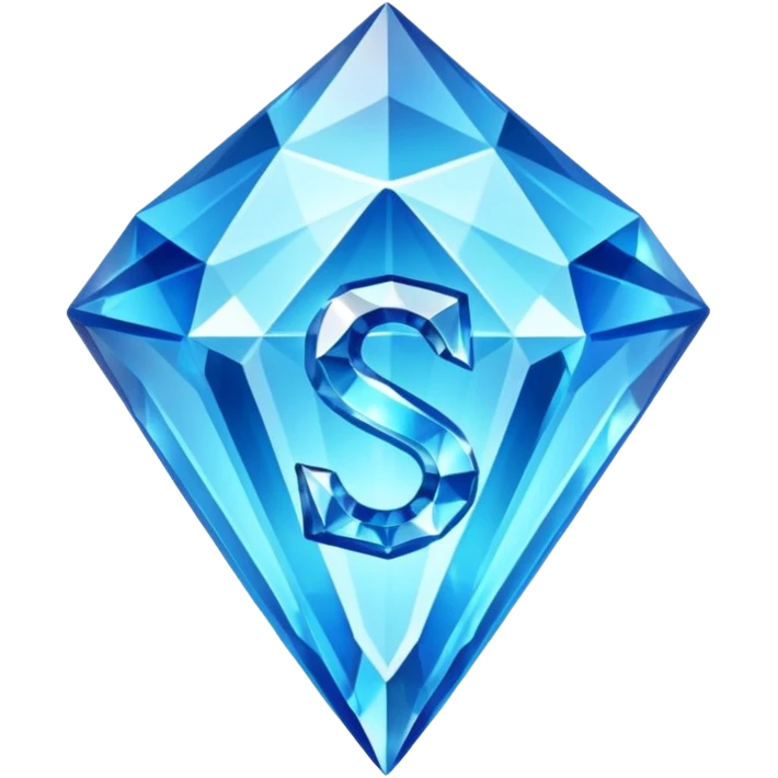 Create a custom emoji badge featuring a stylized, glossy letter “S”. Style it after the Diamond rank from League of Legends. Use crystalline blue tones, sharp reflections, faceted textures, and a high-end glowing frame. emoji