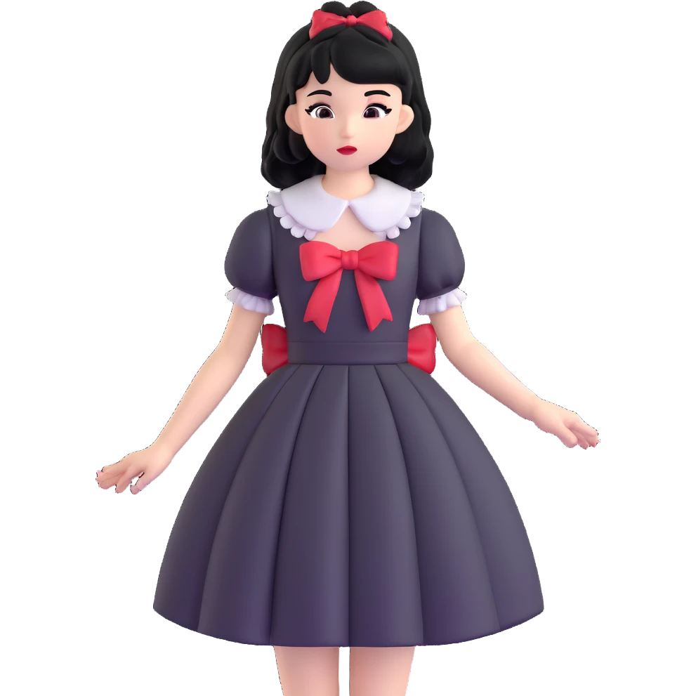 girl in black Lolita dress with black hair and red tips emoji