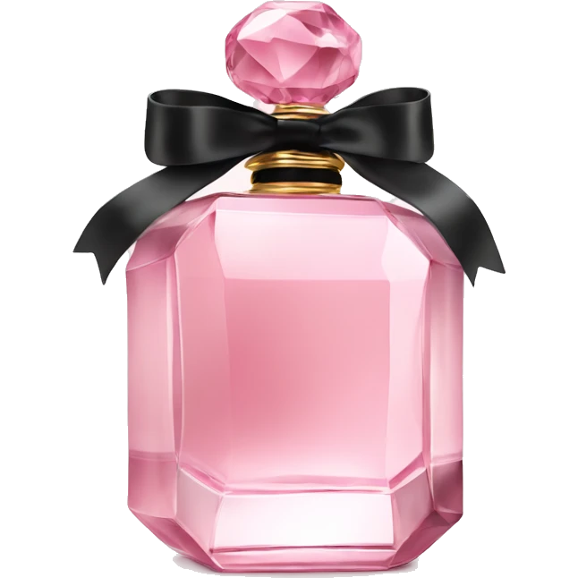 light pink crystal perfume bottle with black ribbon display emoji