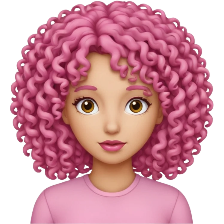 A women curly hair pink emoji