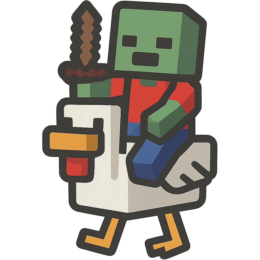 flat toon style chicken jockey emoji
