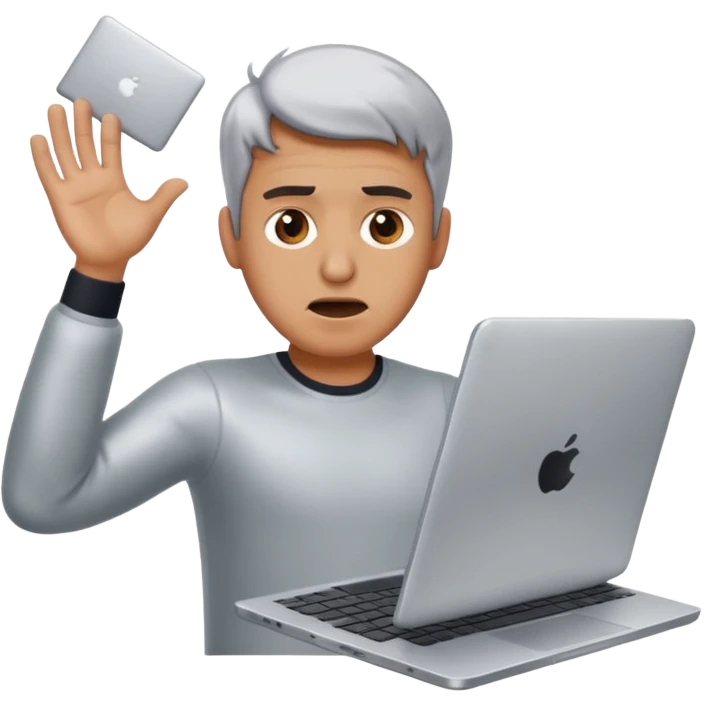 frustrated man tossing a laptop emoji