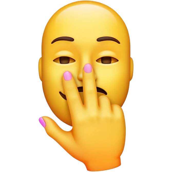 A neon emoji of a hand putting a finger on a mouth to mean silencr emoji