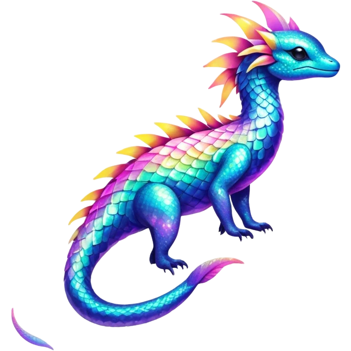 Shiny Exotic Nebulae Tropical Colorful Neon-colored Glittery Ethereal Sparkly Amaura-Aurorus-Fakémon-hybrid-creature (full body)  emoji