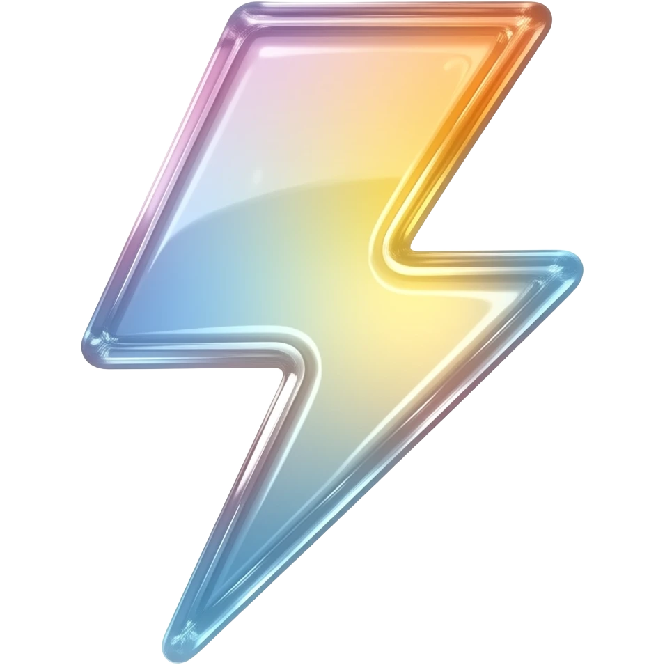 un fulmine fatto di vetro colorato liquido trasparente emoji