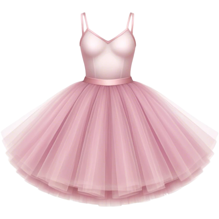 Cinematic Realistic Tutu, layers of fine, soft tulle forming a voluminous and airy skirt, delicate folds catching the light, slightly frayed edges adding authenticity, glowing softly with a warm and ethereal elegance. emoji