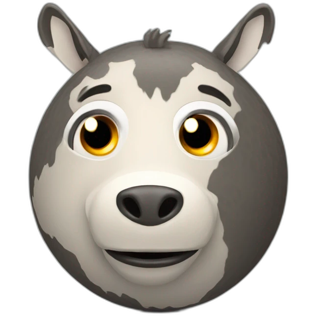 3d sphere with a cartoon Donkey skin texture with big courageous eyes emoji