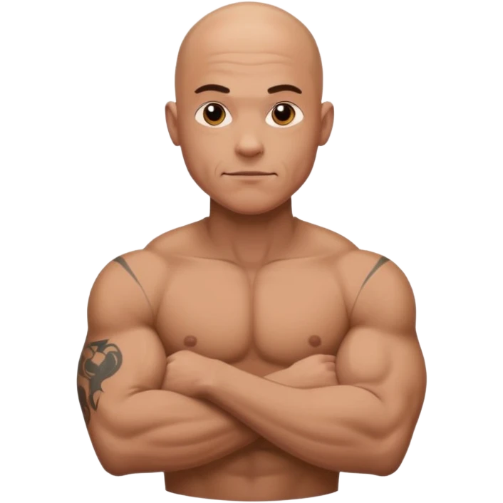 bald man with muscles and tatoos emoji