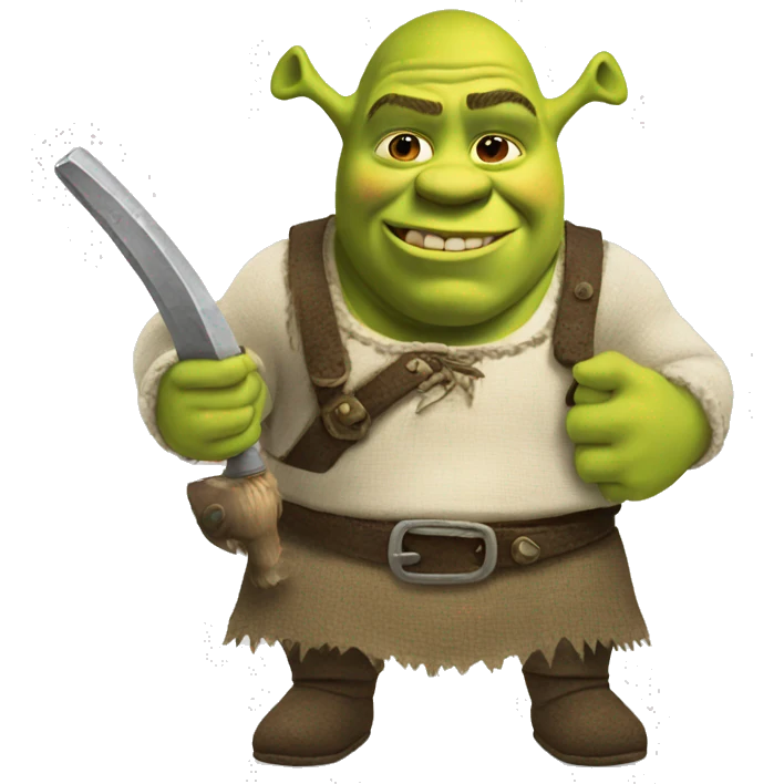 Shrek holding a pewpew emoji