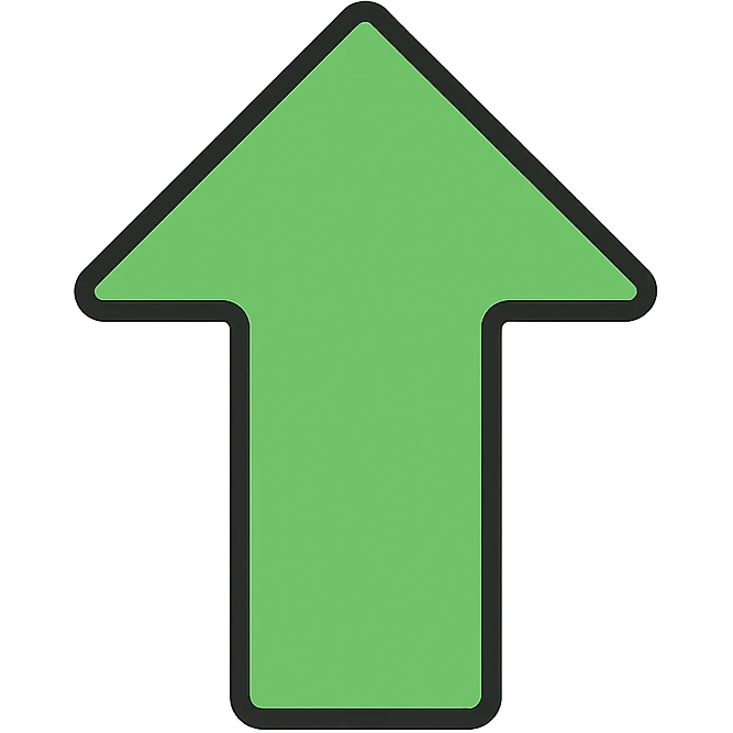 modern style green upward arrow, simple design, clean lines emoji