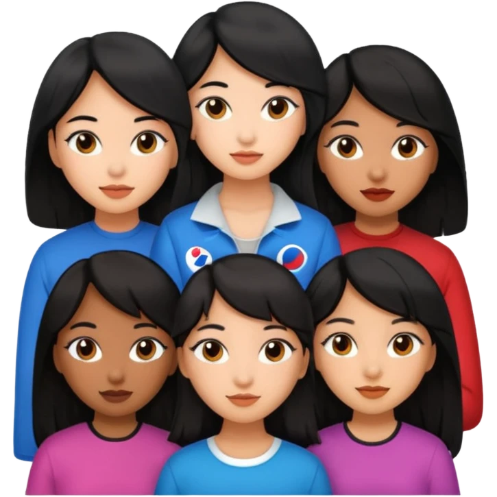 Katseye music group 6 members all girl 2 brown girl 1 korean 1 latina 1 girl with black hair emoji