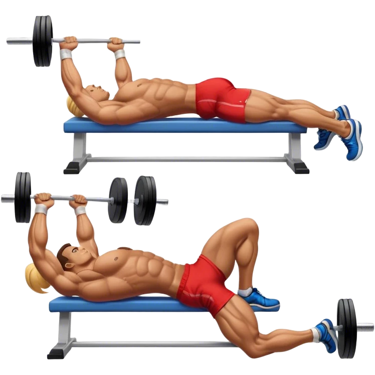 side-view bodybuilder lying down barbell glute-bridges emoji