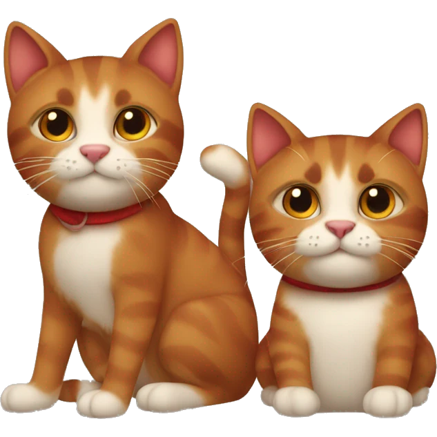 A Brown and a red cat they Play  emoji