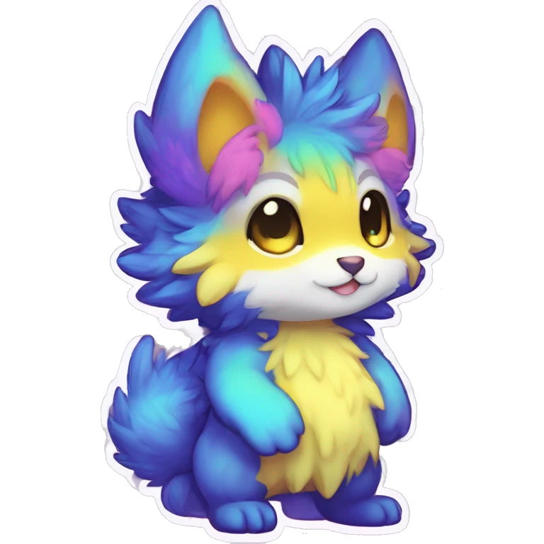 Anthro Fluffy Cool Cute Magical Elemental Shiny Colorful Neon Vibrant Colors Sparkle Kemono-style Chibi Fantasy-Animal-Fakémon-Pokémon-Hybrid Fur Sona Aesthetic Full Body emoji