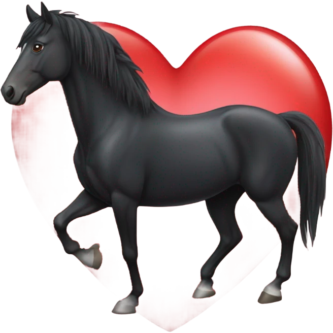 Black Horse centered within a red heart emoji