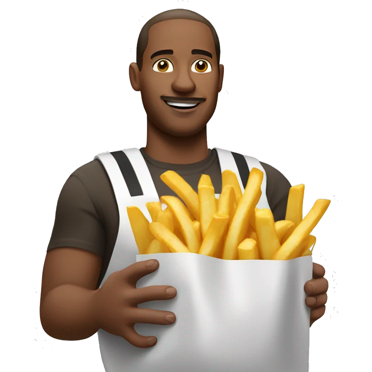 white mcdonalds worker putting the fries in the bag emoji