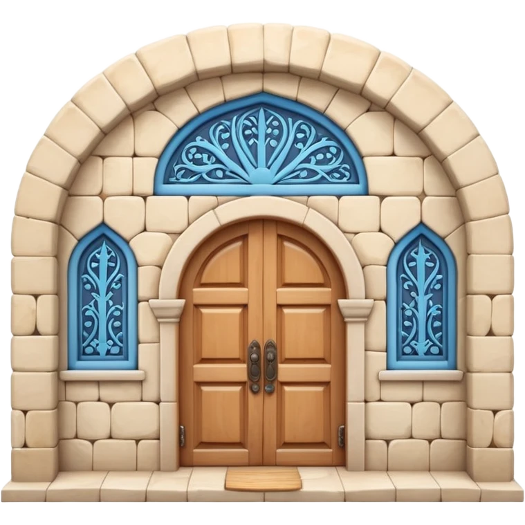 3D Apple-style emoji of a Turkish han. Rounded stone building, arched wooden door, small arched windows, simple Iznik tile decoration. Glossy, smooth, soft shadows, bright daylight, clean white background.




 emoji