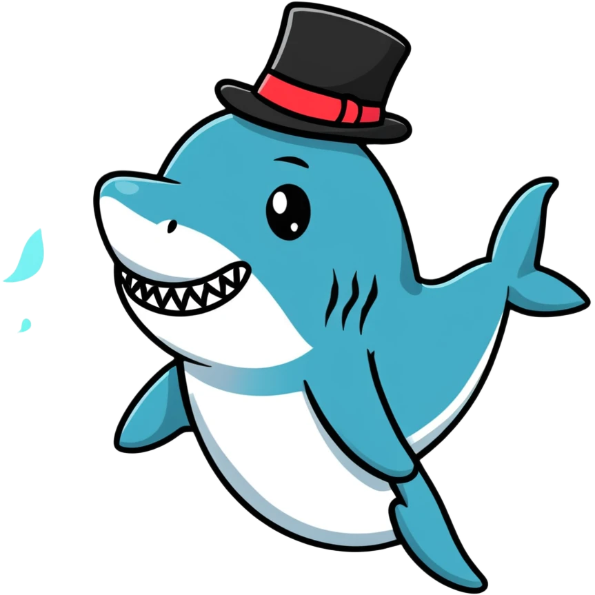 Shark with a top hat emoji