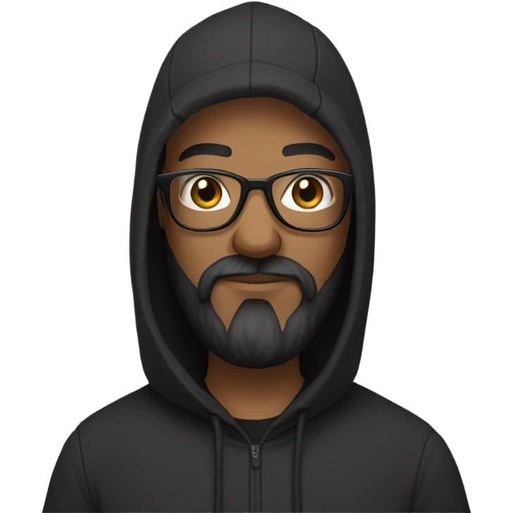 Bald man with Glases with a thick black beard black hoodie emoji