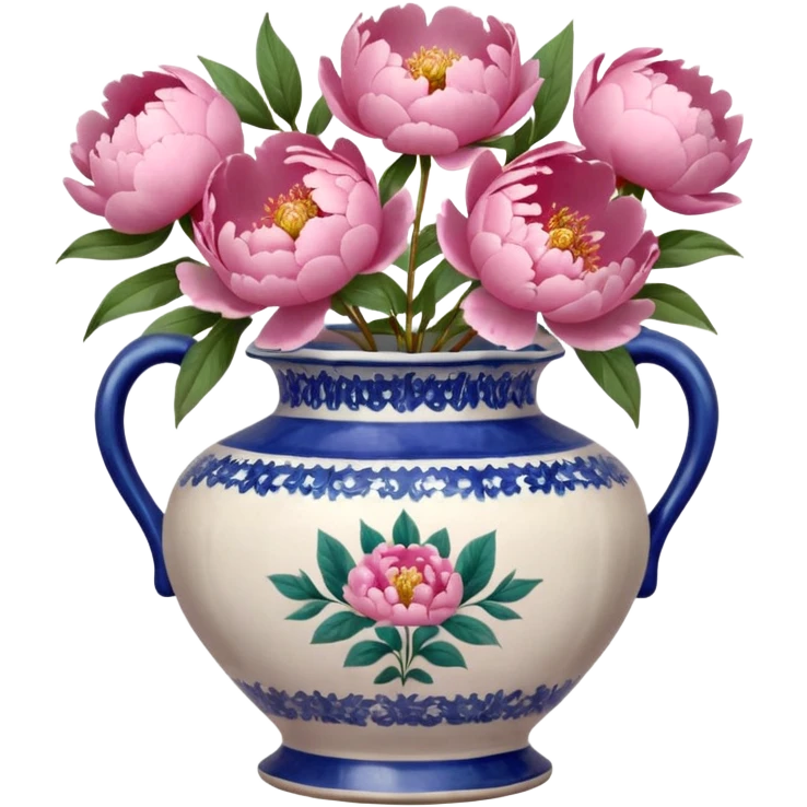 Pink peonies in a vintage vase emoji