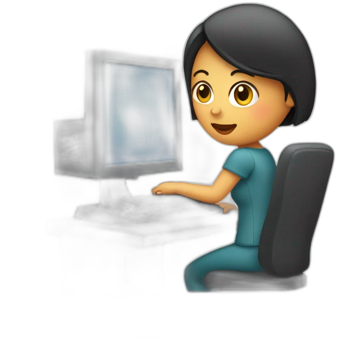 mujer en una computadora emoji