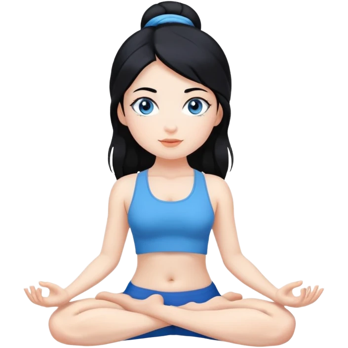 Yoga girl white skin blue eyes black hair emoji