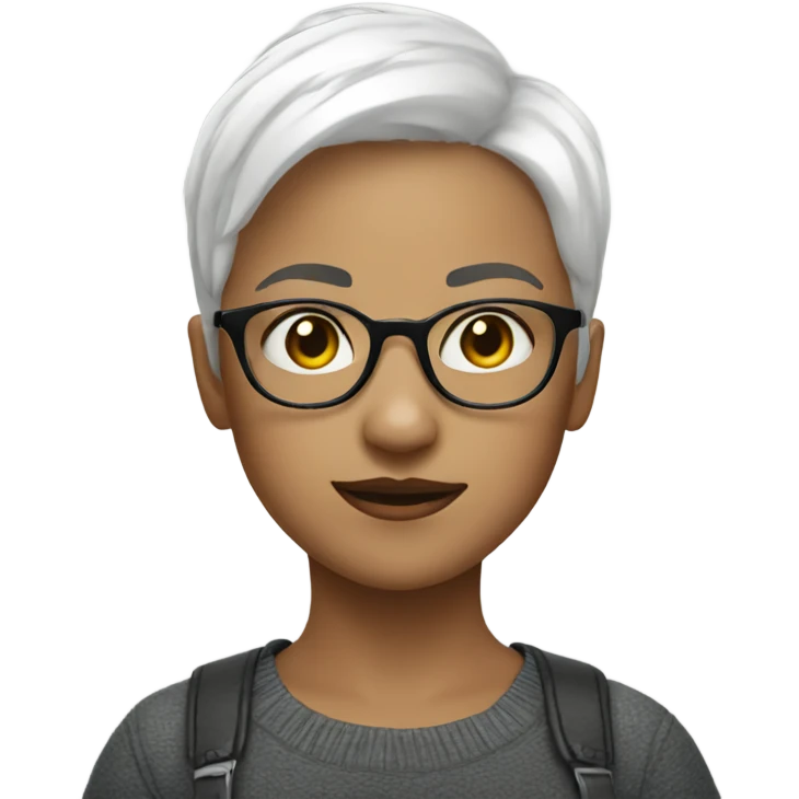 white short haired girl with glasses portrait emoji