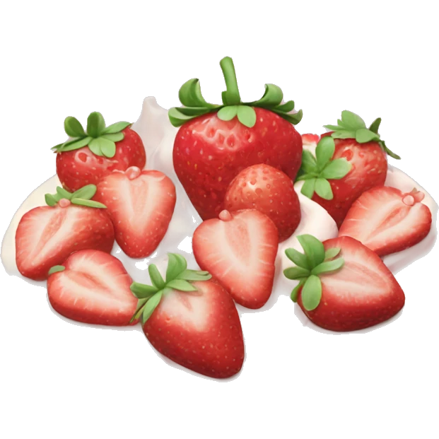 Light Pink strawberries and cream birthday cake  emoji