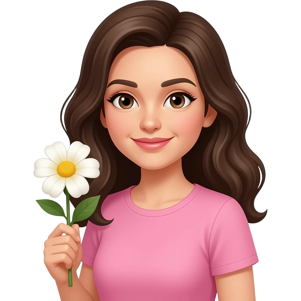 Woman with flower and pink shirt top emoji